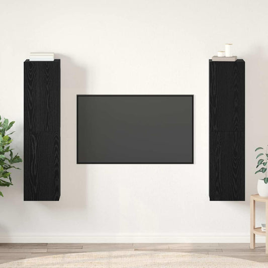 TV-Cabinet-Set 4 pcs Schwarz Eichen-Optik 30,5 x 30 x 60 cm