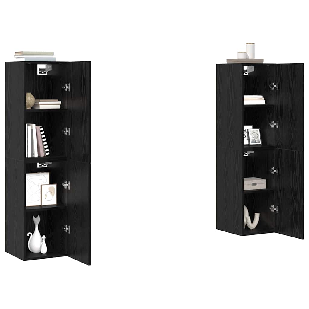 TV-Cabinet-Set 4 pcs Schwarz Eichen-Optik 30,5 x 30 x 60 cm