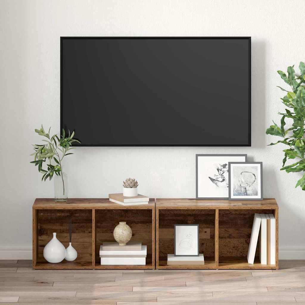 TV-Schrankset 2 pcs Altholz 37 x 35 x 72 cm Holzwerkstoff