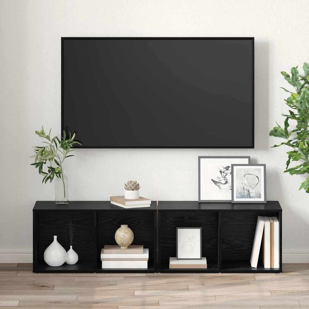 TV-Schrank-Set Schwarz Eichen-Optik Holzwerkstoff