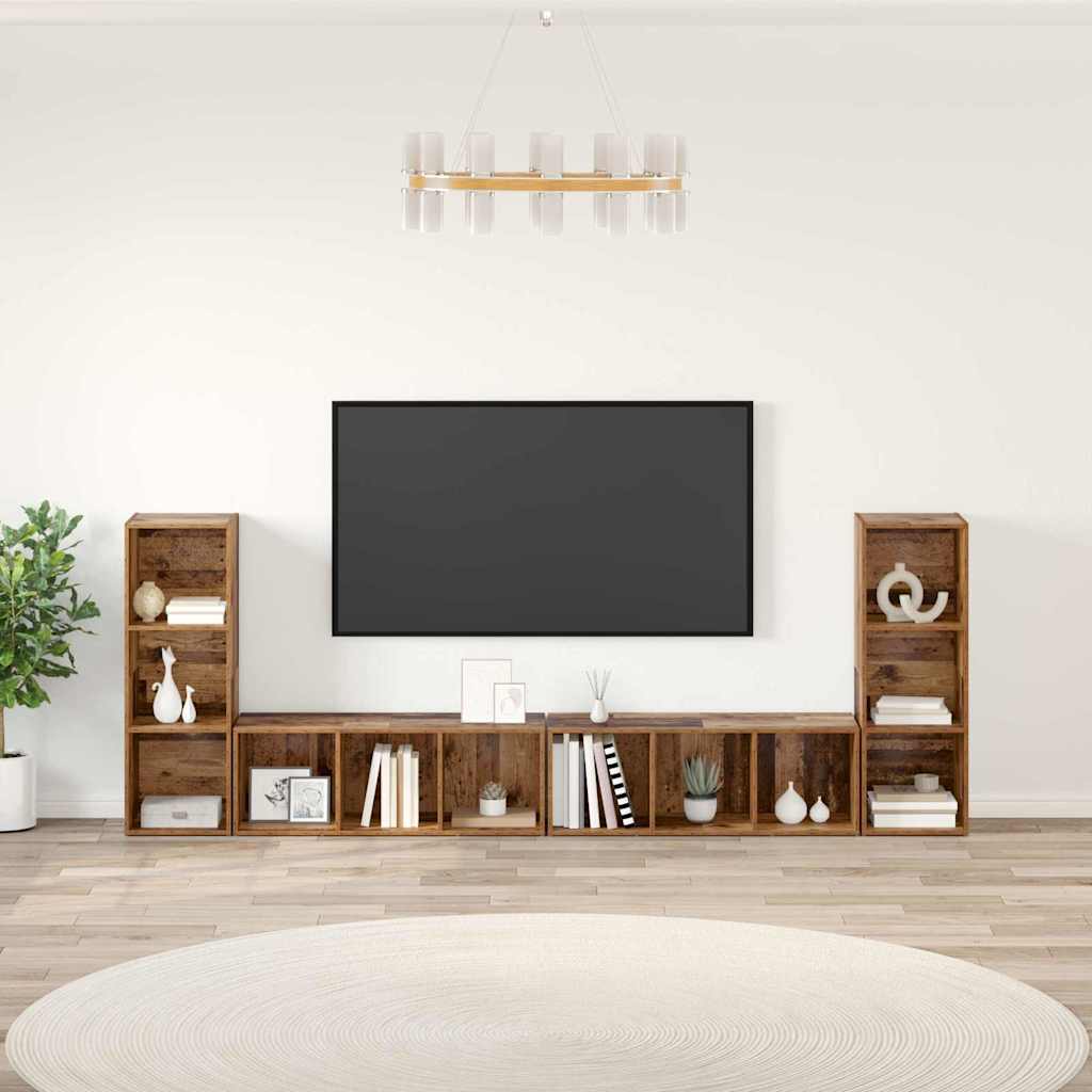 TV-Schrankset 4 pcs Altholz 37 x 35 x 107 cm Holzwerkstoff