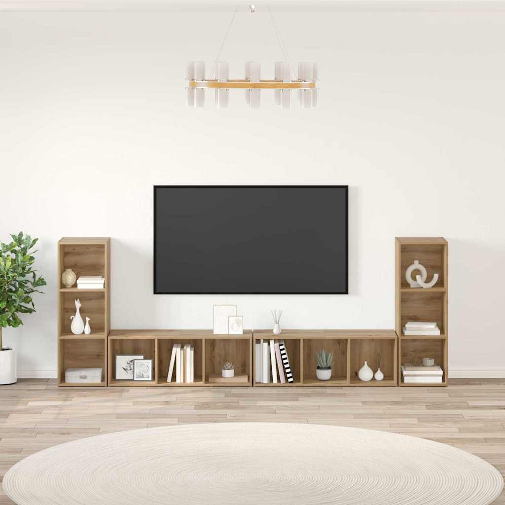 TV-Schrankset 4 pcs Artisan-Eiche Holzwerkstoff