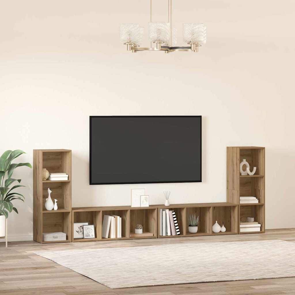 TV-Schrankset 4 pcs Artisan-Eiche Holzwerkstoff