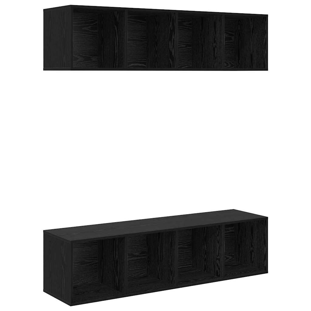 TV-Schrank-Set 2 pcs Schwarz Eichen-Optik 37 x 37 x 142,5 cm