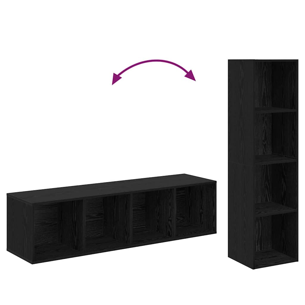 TV-Schrank-Set 2 pcs Schwarz Eichen-Optik 37 x 37 x 142,5 cm
