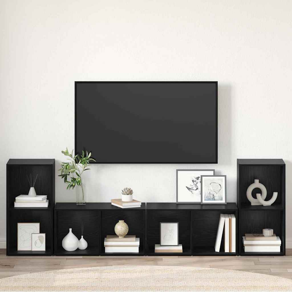 TV-Schrank-Set 4 pcs Schwarz Eichen-Optik 37 x 35 x 72 cm
