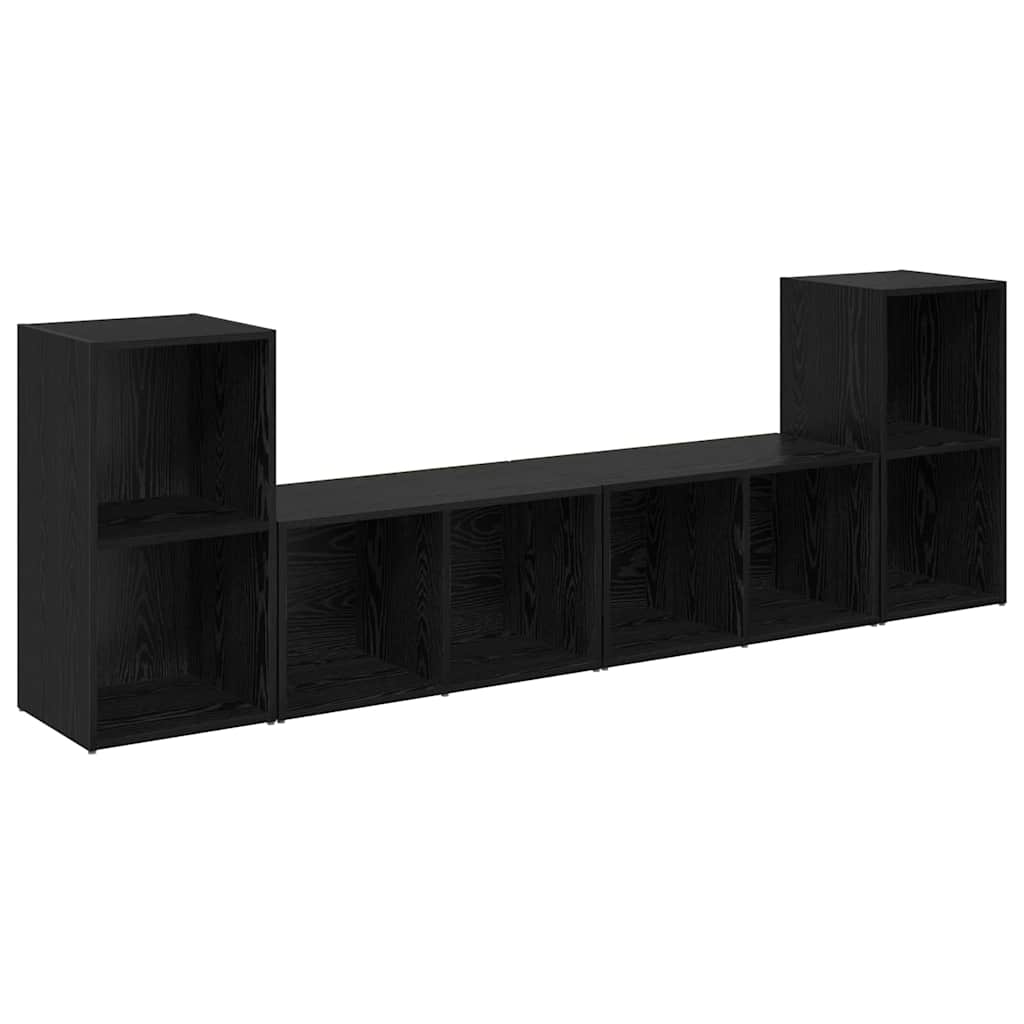 TV-Schrank-Set 4 pcs Schwarz Eichen-Optik 37 x 35 x 72 cm