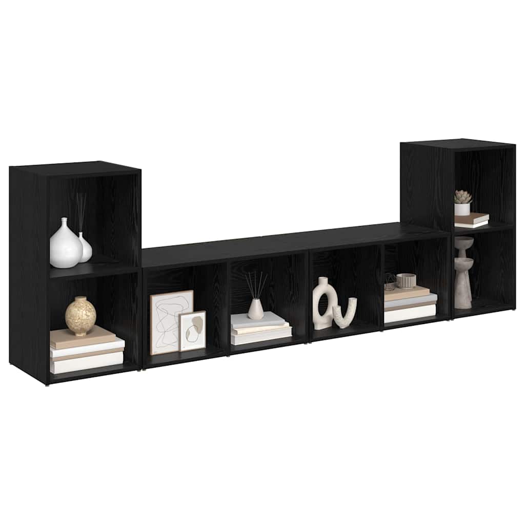 TV-Schrank-Set 4 pcs Schwarz Eichen-Optik 37 x 35 x 72 cm