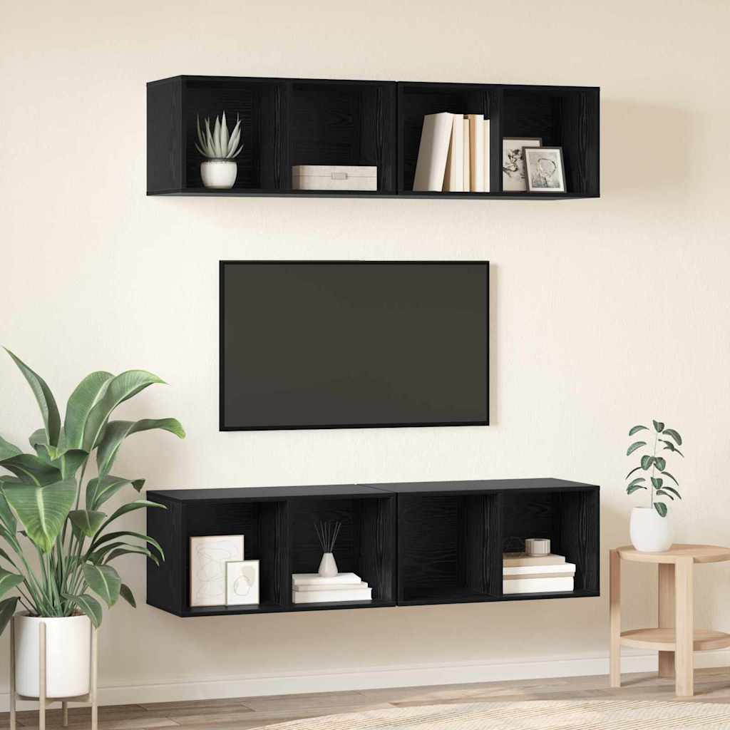TV-Schrankset 4 pcs Schwarz Eichen-Optik 37 x 37 x 72 cm