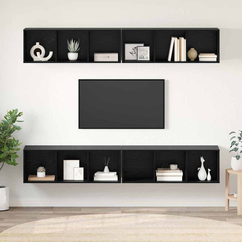 TV-Schrankset 4 pcs Schwarz Eichen-Optik 37 x 37 x 107 cm