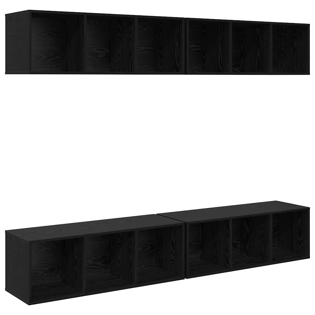 TV-Schrankset 4 pcs Schwarz Eichen-Optik 37 x 37 x 107 cm