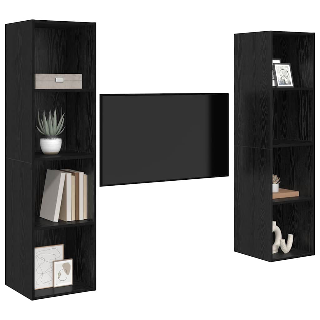 TV-Schrankset 2 pcs Schwarz 37 x 37 x 142,5 cm Holzwerkstoff