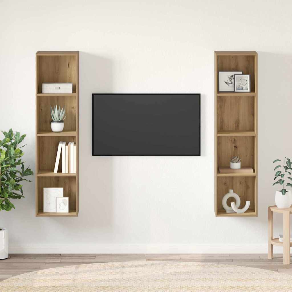 TV-Schrankset 2 stk. Braun Holzwerkstoff