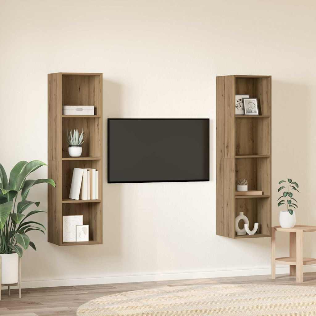 TV-Schrankset 2 stk. Braun Holzwerkstoff