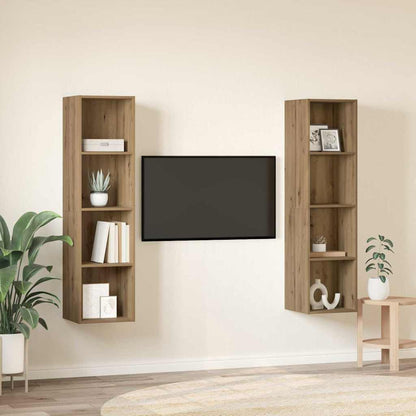 TV-Schrankset 2 stk. Braun Holzwerkstoff