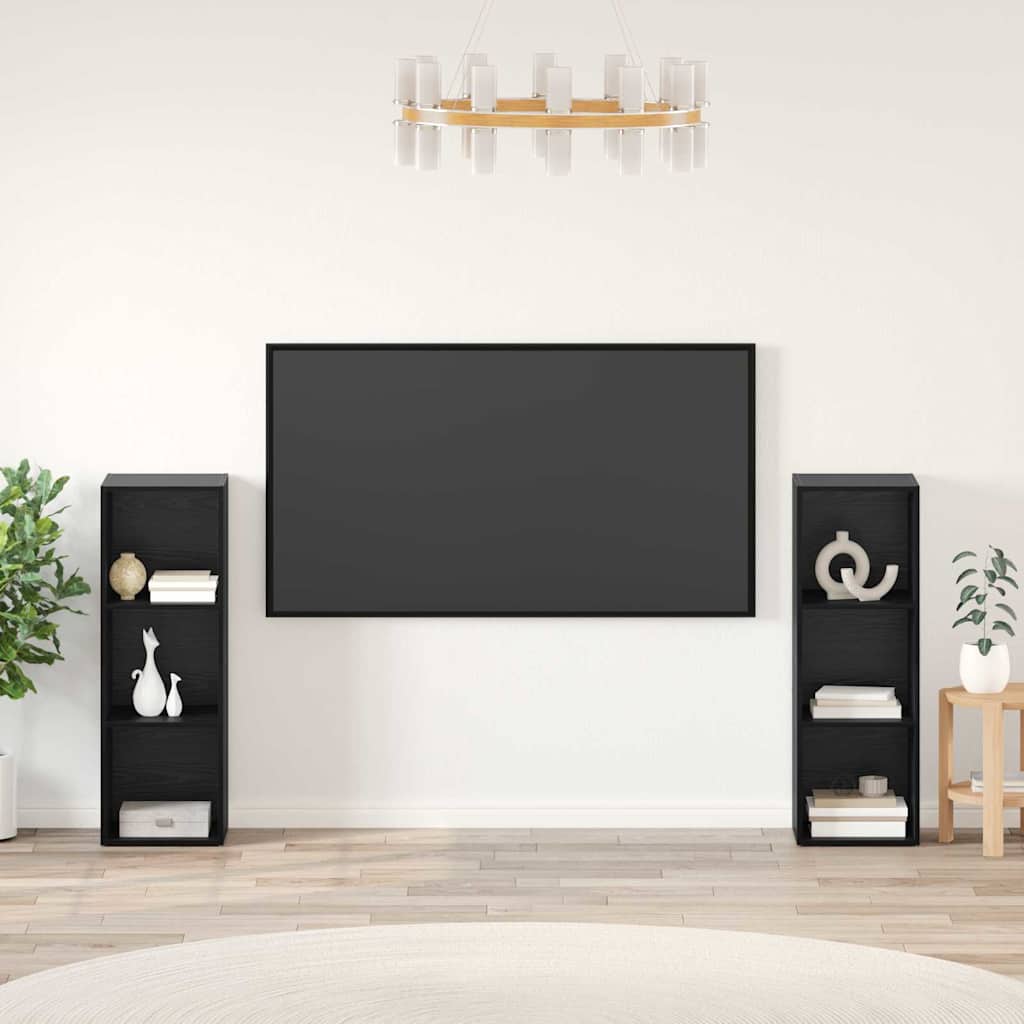 TV-Schrank-Set 2 pcs Schwarz Eichen-Optik 107 x 35 x 37 cm