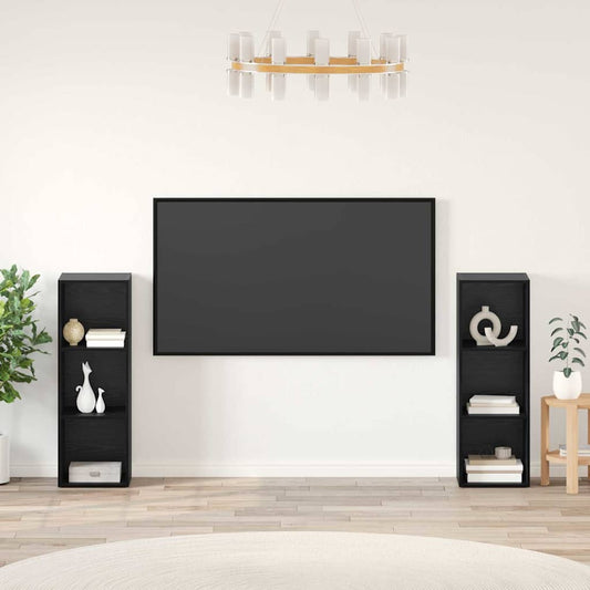 TV-Schrank-Set 2 pcs Schwarz Eichen-Optik 107 x 35 x 37 cm