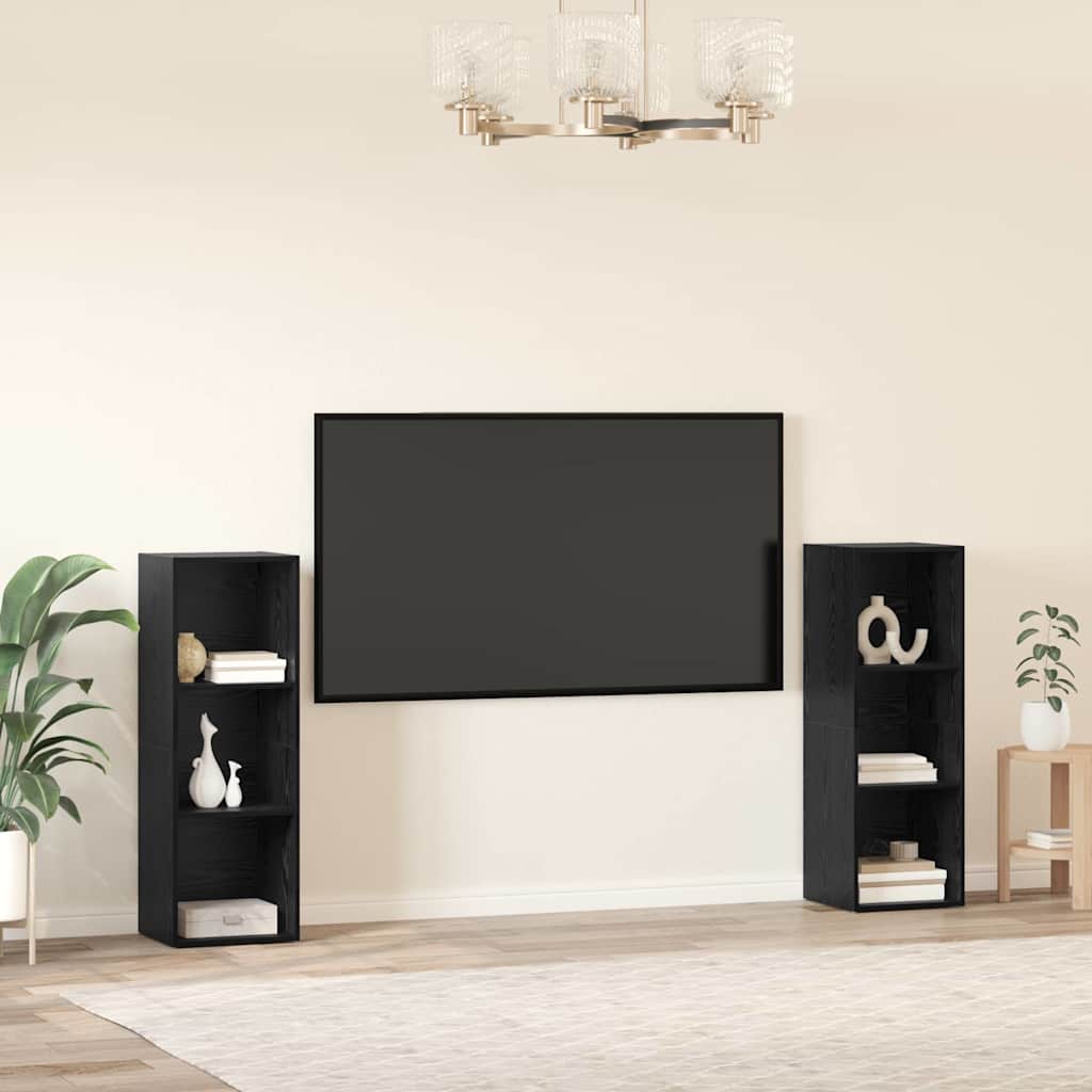 TV-Schrank-Set 2 pcs Schwarz Eichen-Optik 107 x 35 x 37 cm