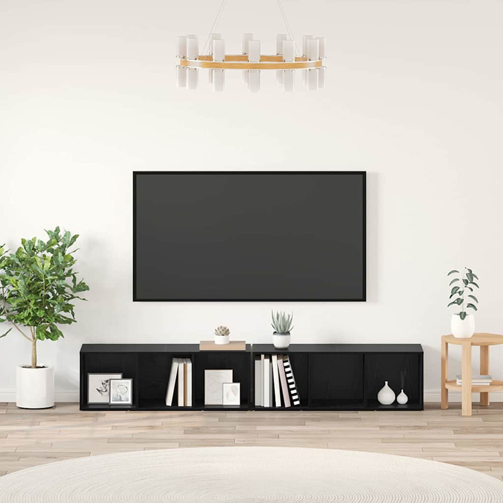 TV-Schrank-Set Schwarz Eichen-Optik Holzwerkstoff