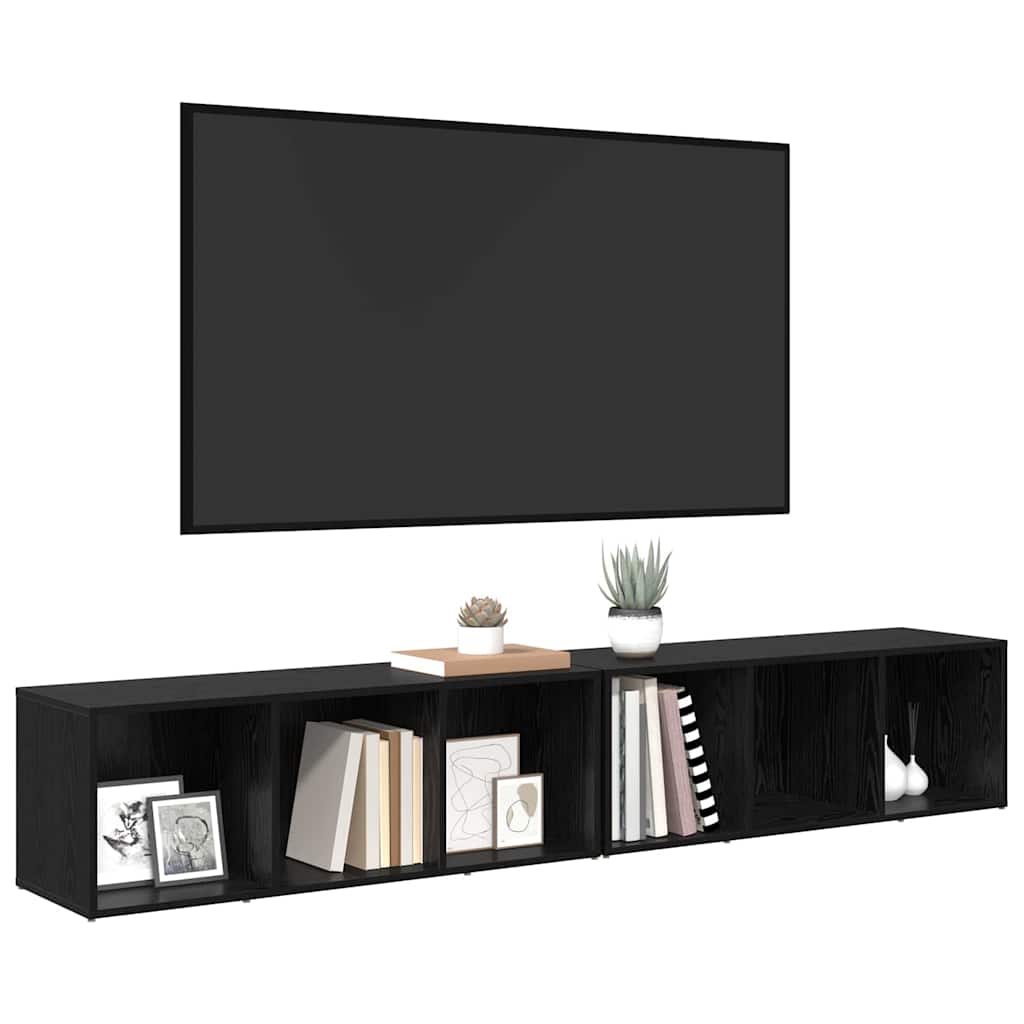 TV-Schrankset 2 stk. Schwarz Eichen-Optik Holzwerkstoff