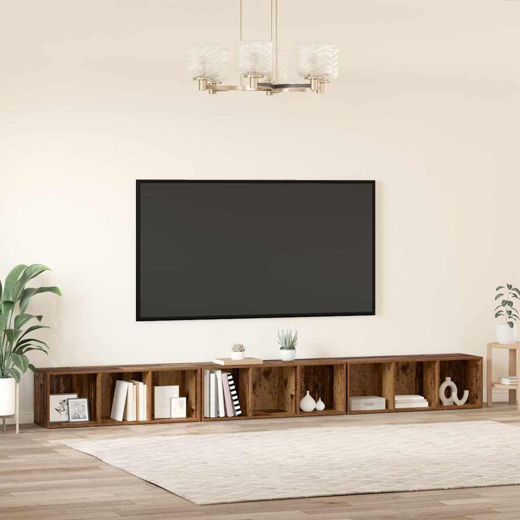 TV-Schrankset 3 pcs Altholz 37 x 35 x 107 cm Holzwerkstoff