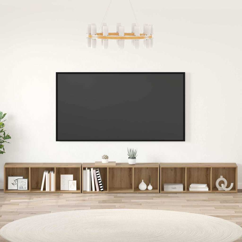 TV-Schrankset 3 pcs Artisan-Eiche Holzwerkstoff
