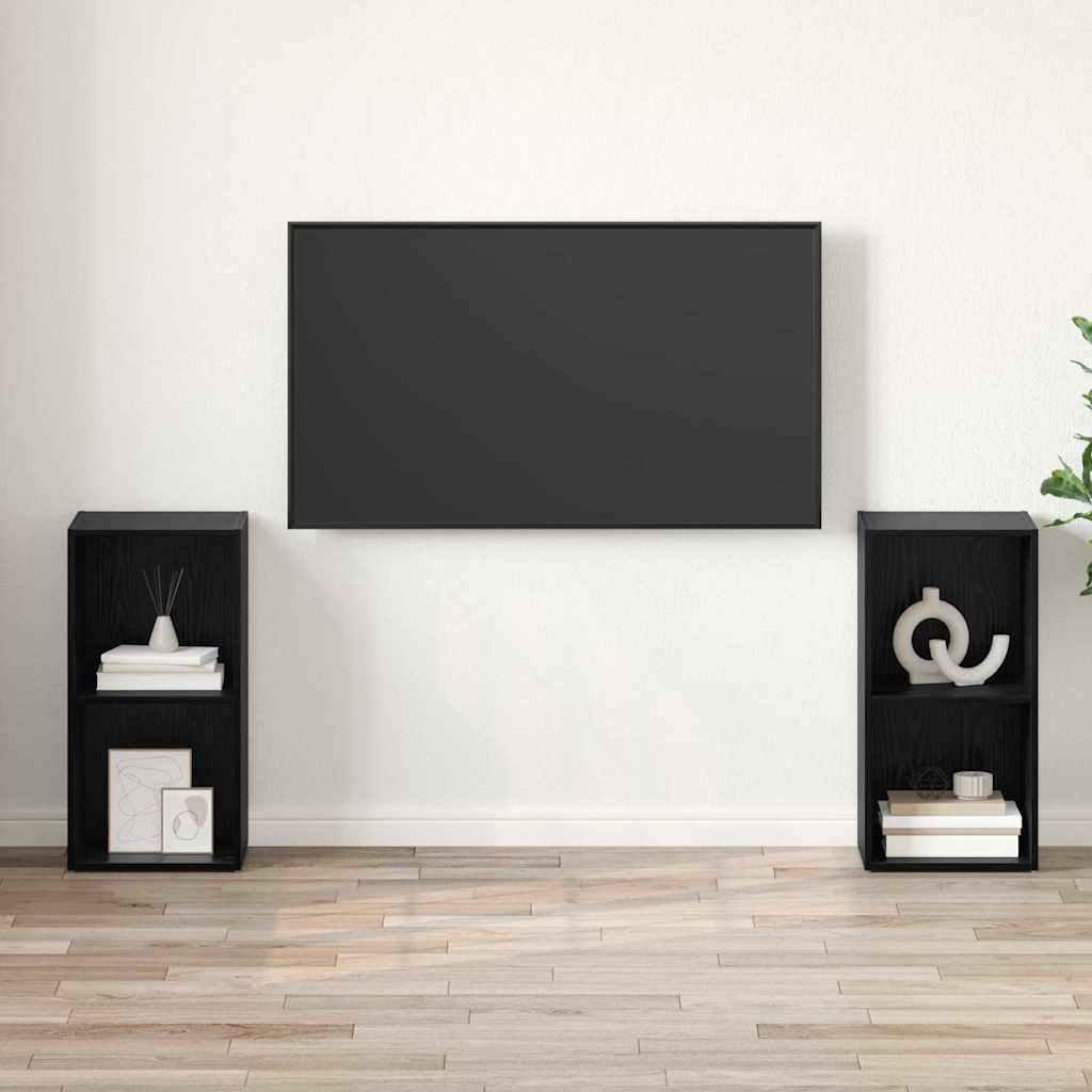 TV-Schrank-Set 2 pcs Schwarz Eichen-Optik 72 x 35 x 36.5 cm