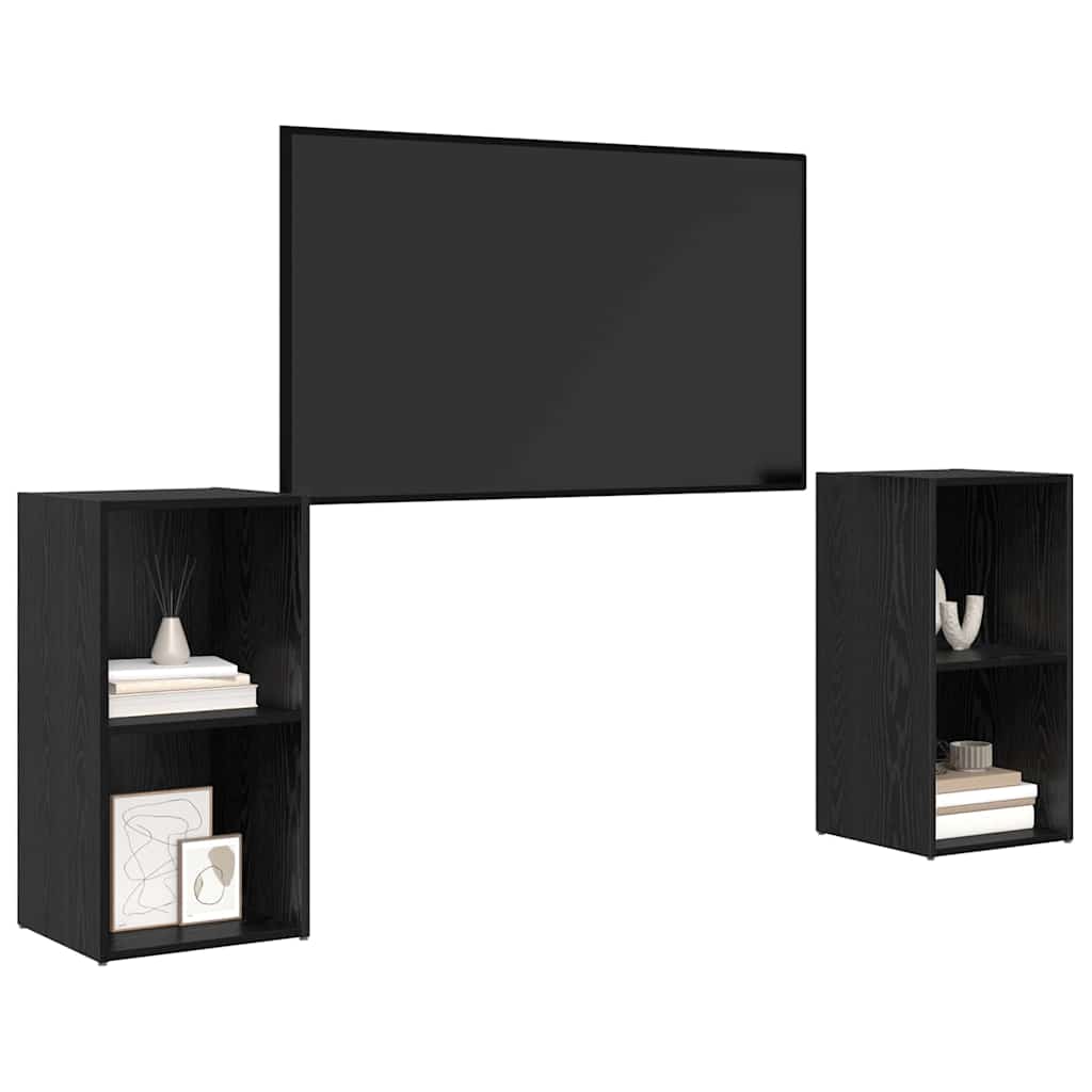 TV-Schrank-Set 2 pcs Schwarz Eichen-Optik 72 x 35 x 36.5 cm