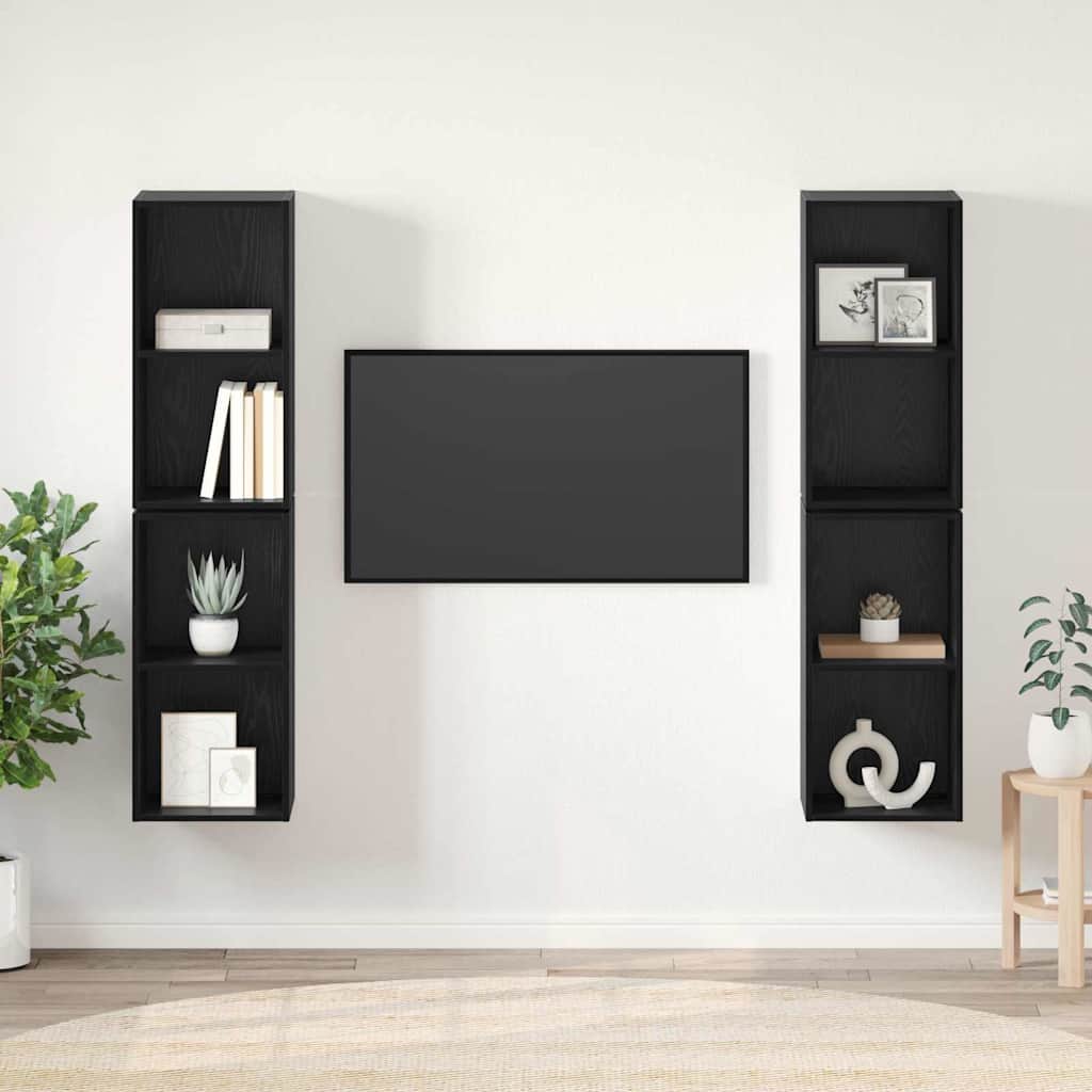 TV-Schrankset 4 pcs Schwarz Eichen-Optik 37 x 37 x 72 cm