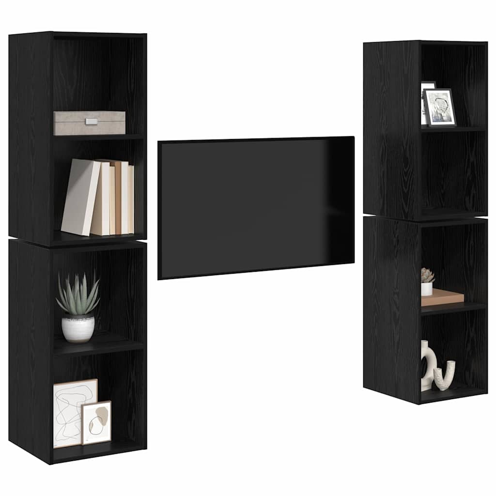 TV-Schrankset 4 stk. Schwarz Eichen-Optik Holzwerkstoff