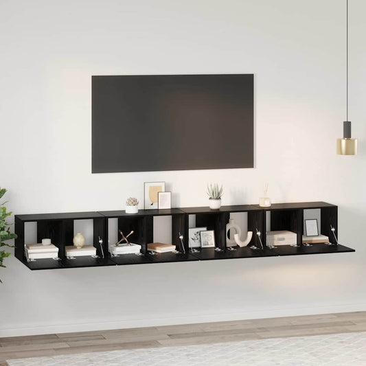 TV-Möbel-Set 4 pcs Schwarz Eichen-Optik 60 x 30 x 30 cm