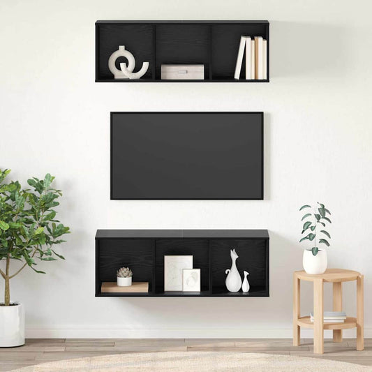Wandmontierte TV-Schränke 2 pcs Schwarz Eichen-Optik
