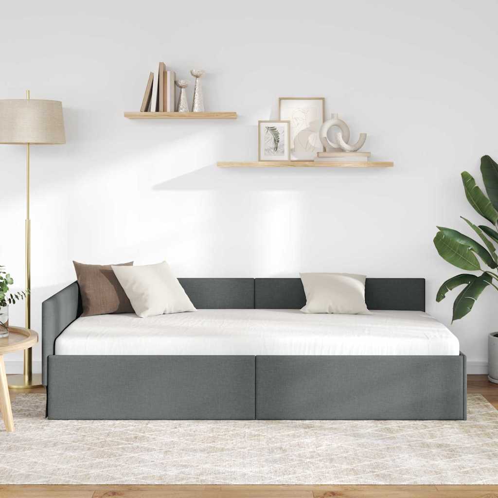 Eckbettgestell Dunkelgrau 80 x 200 cm Stoff