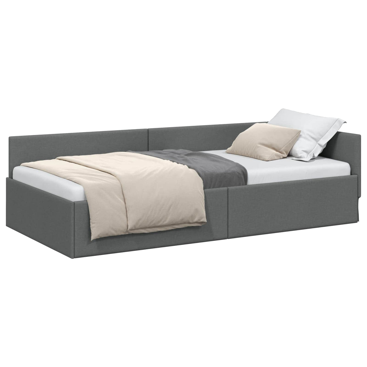 Eckbettgestell Dunkelgrau 80 x 200 cm Stoff