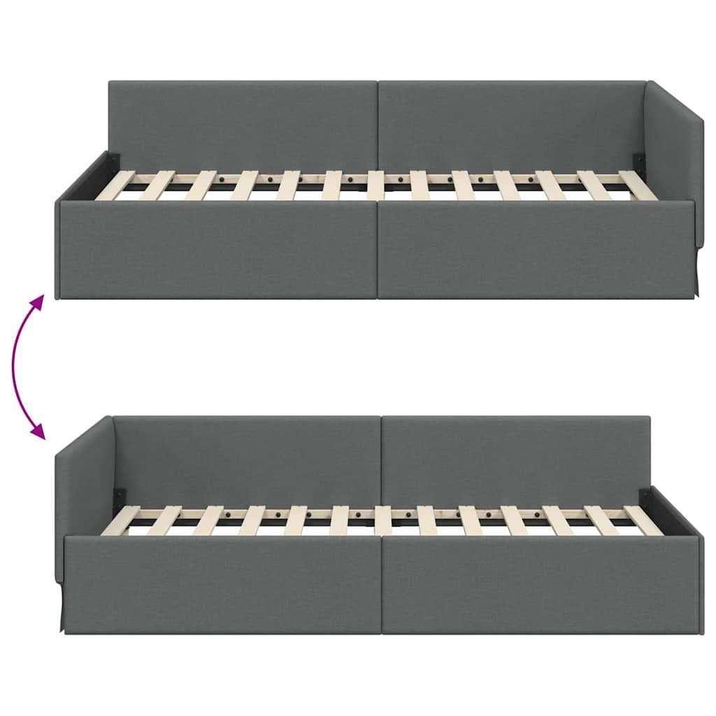 Eckbettgestell Dunkelgrau 80 x 200 cm Stoff