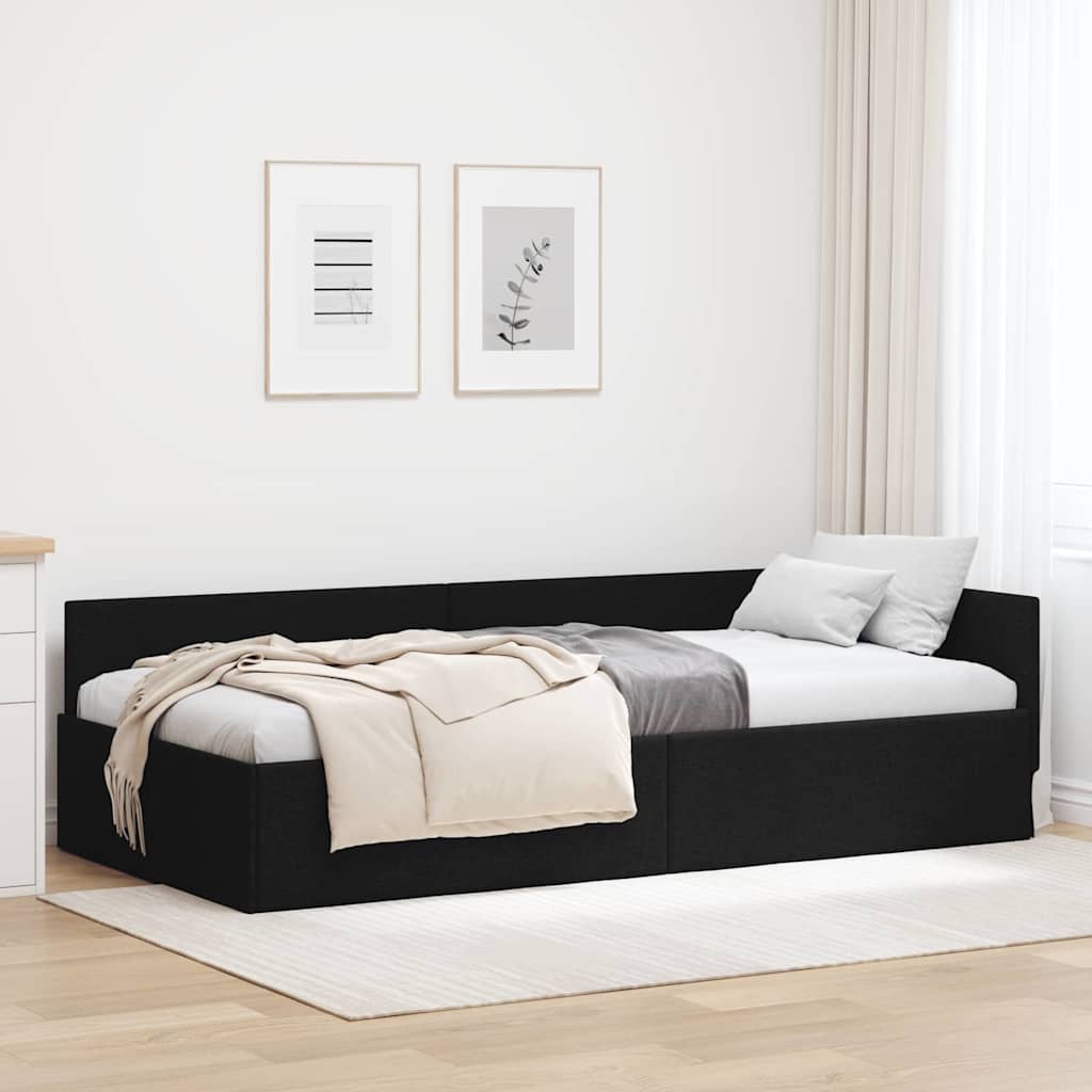 Eckbettgestell Schwarz 90 x 190 cm Stoff