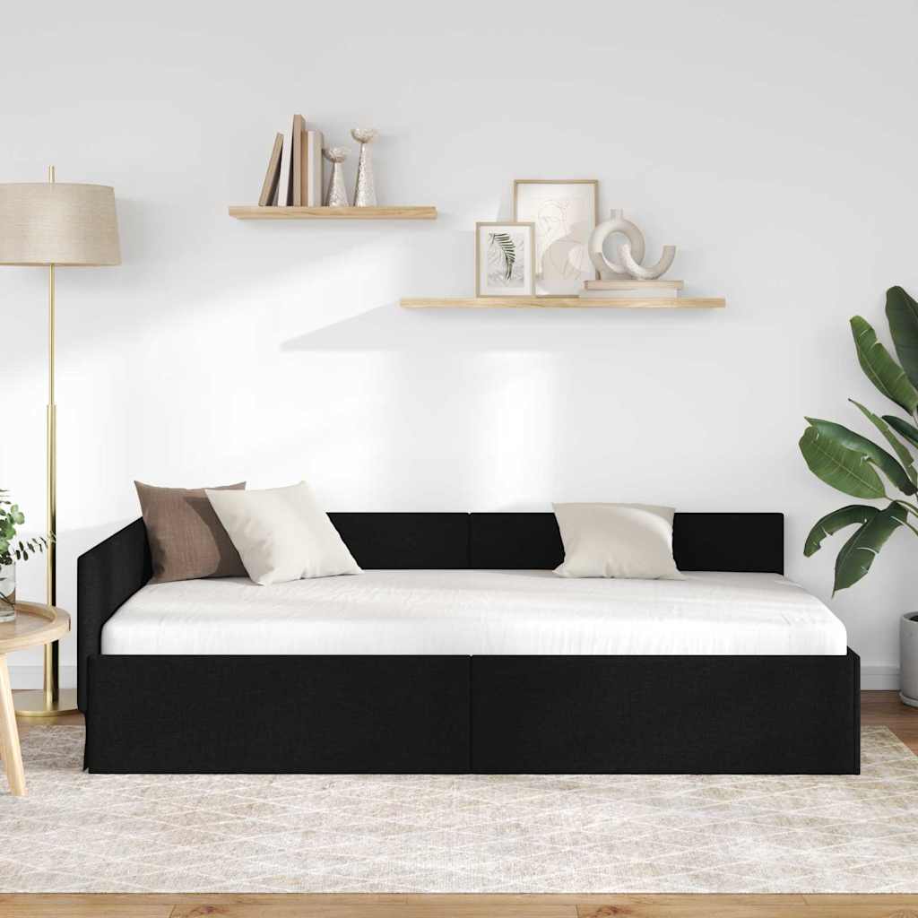 Eckbettgestell Schwarz 90 x 190 cm Stoff