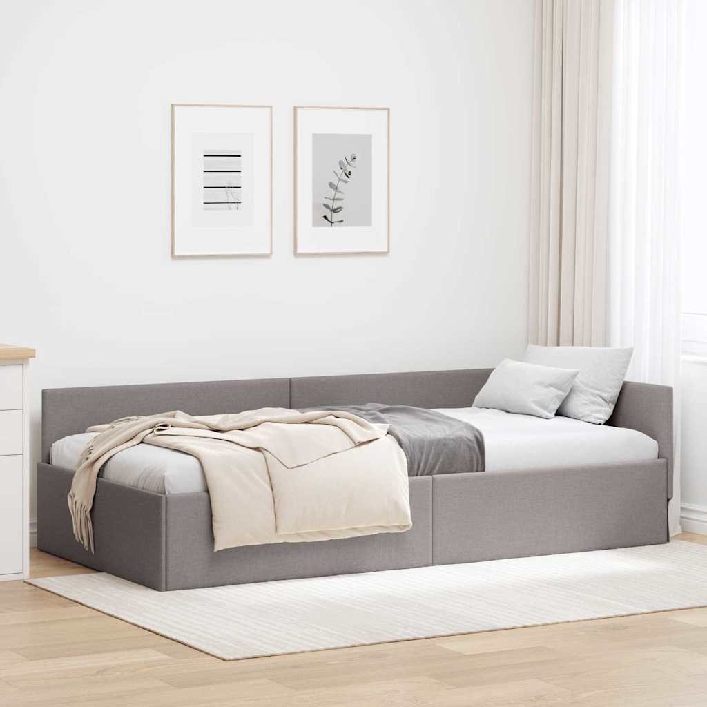 Eckbettgestell Taupe 90 x 200 cm Stoff