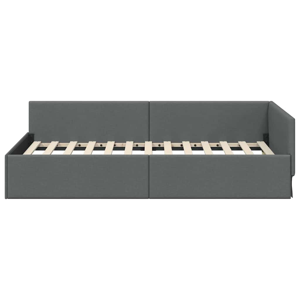 Eckbettgestell Dunkelgrau 100 x 200 cm Stoff