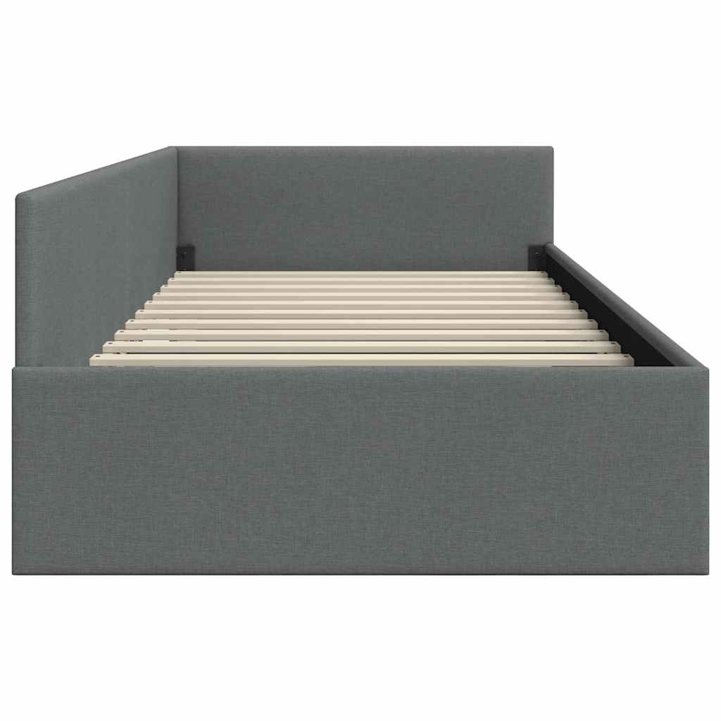 Eckbettgestell Dunkelgrau 100 x 200 cm Stoff