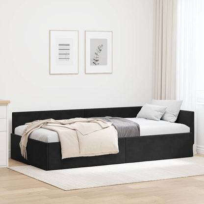 Eckbettgestell Schwarz 90 x 190 cm Samt