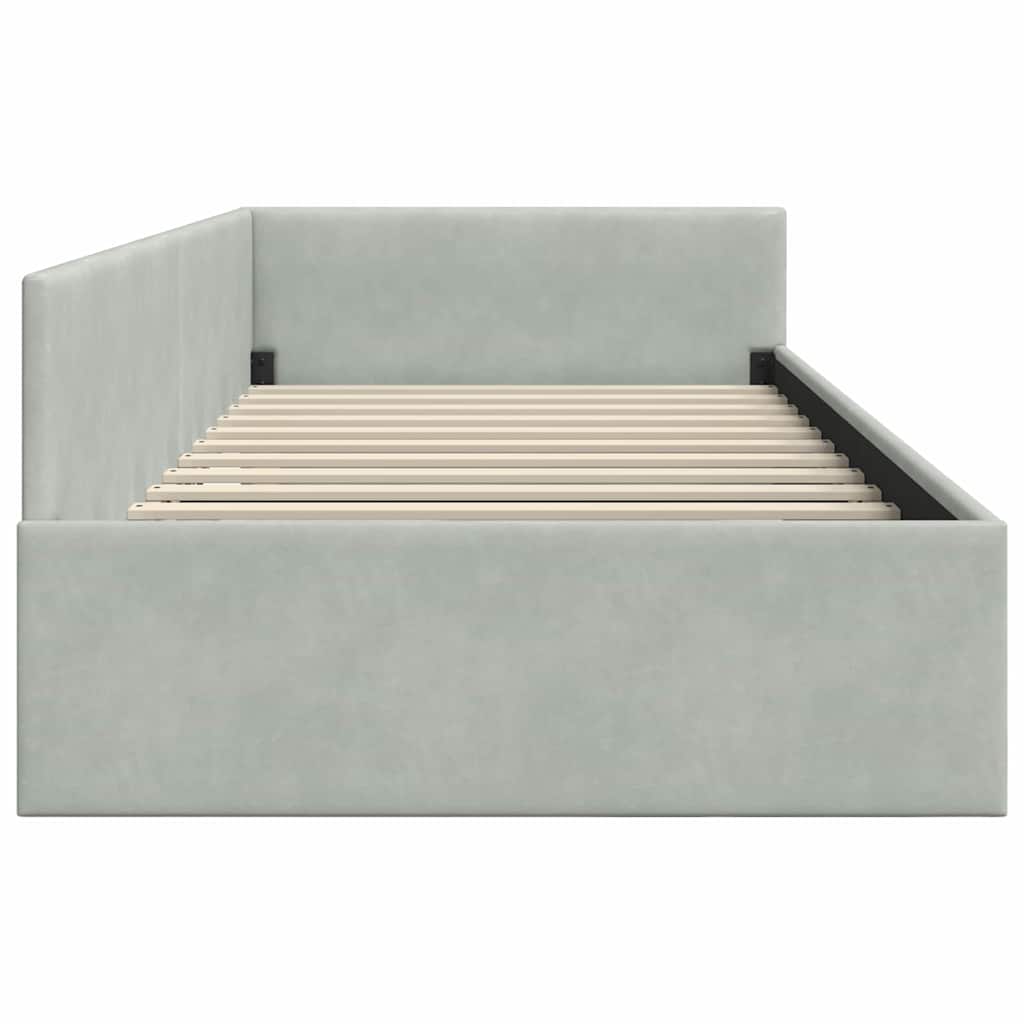 Eckbettgestell Hellgrau 90 x 200 cm Samt