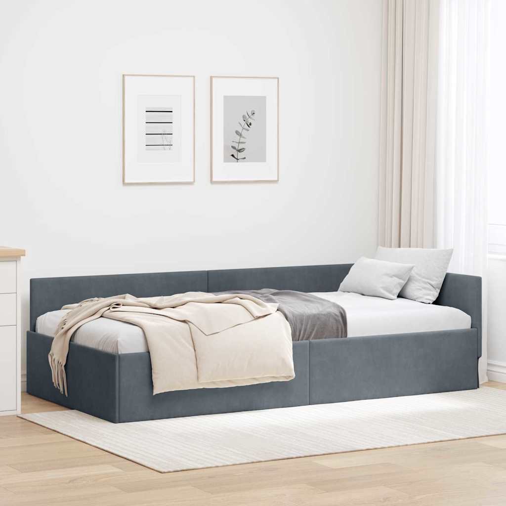Eckbettgestell Dunkelgrau 90 x 200 cm Samt