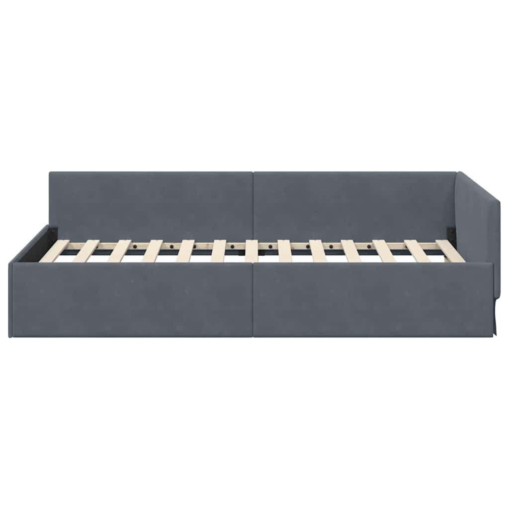 Eckbettgestell Dunkelgrau 90 x 200 cm Samt