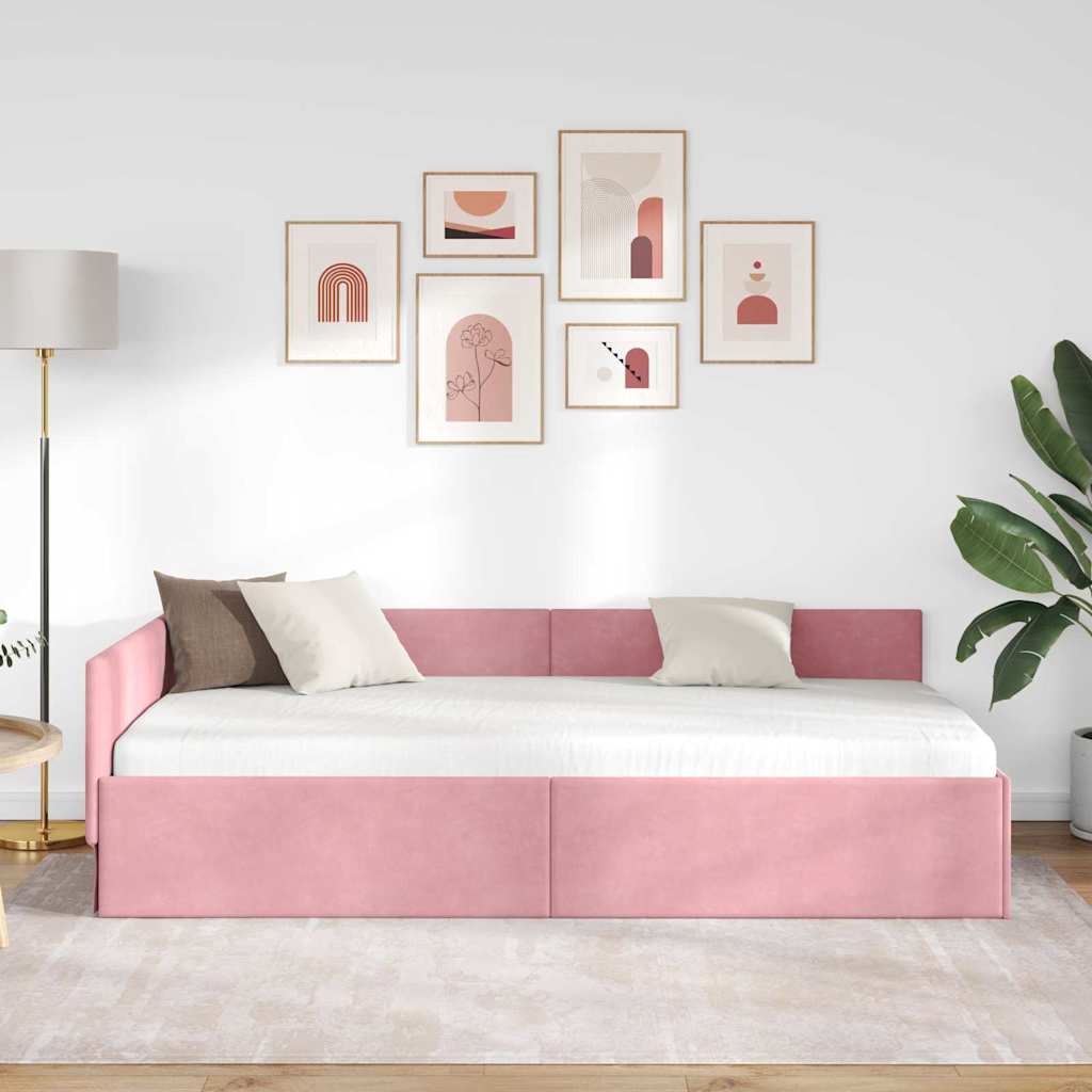 Eckbettgestell Rosa 90 x 200 cm Samt