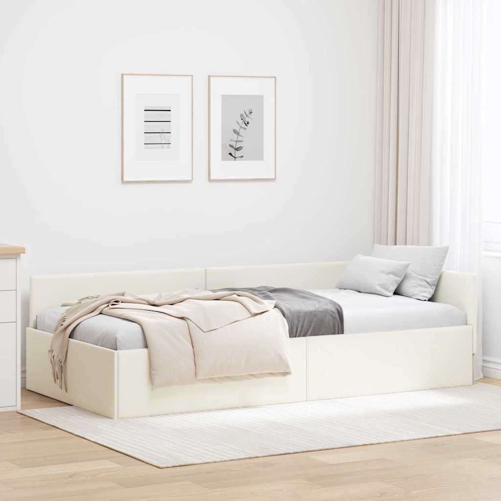 Eckbettgestell Creme 90 x 200 cm Samt
