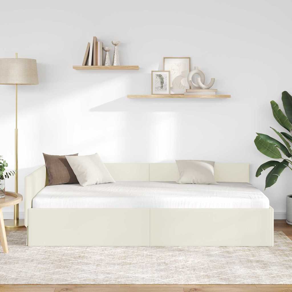 Eckbettgestell Creme 90 x 200 cm Samt