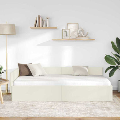 Eckbettgestell Creme 90 x 200 cm Samt