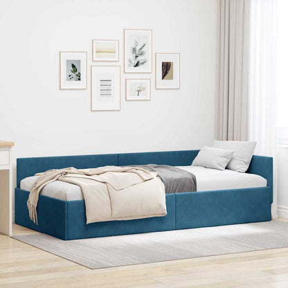 Eckbettgestell Blau 100 x 200 cm Samt