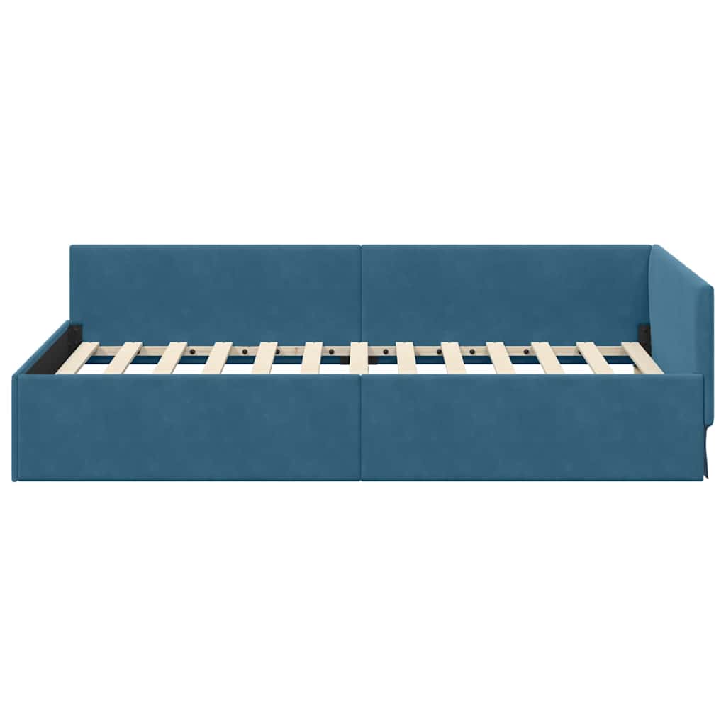 Eckbettgestell Blau 100 x 200 cm Samt